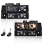 Solid Spare Fit For 1994-1998 GMC C10 C/K Sierra Smoke Headlights+Bumper Corner Lights