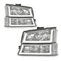 Solid Spare Clear/Chrome Headlights W/ LED DRL Fit For 2003-2006 Chevy Silverado/Avalanche