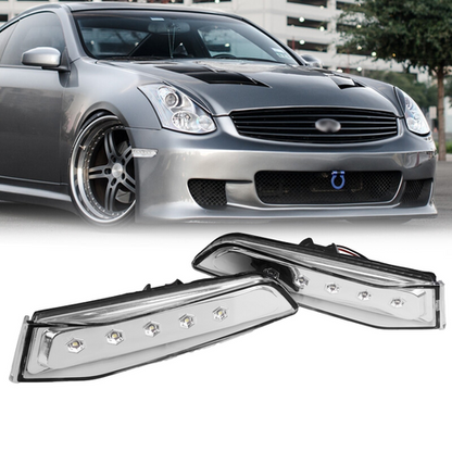 Pair Clear Len Bumper Side Marker Lights Side Lamp For 03-07 INFINITI G35 Couple
