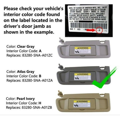 Solid Spare Right Front Passenger Sun Visor Dark Gray For 06 07 08 09 2010 2011 Honda Civic