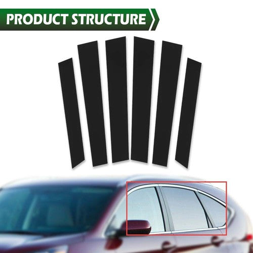 Solid Spare Fit For 2007-2011 Honda CRV 4dr Black Window Pillar Posts Cover Door Trim 6PCS