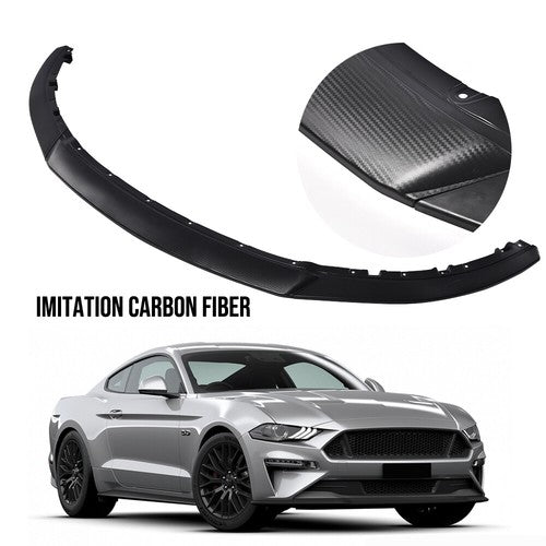 Solid Spare Fit For 13-2014 Ford Mustang R Style Carbon Fiber Look Front Bumper Lip Spoiler