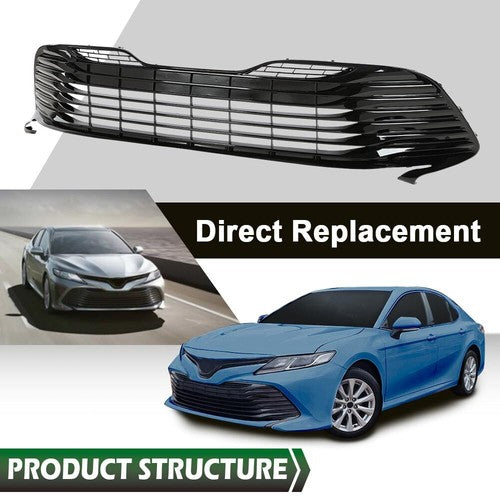 Solid Spare Fit For 2018-2020 Toyota Camry LE XLE Black Front Bumper Lower Grille Grill