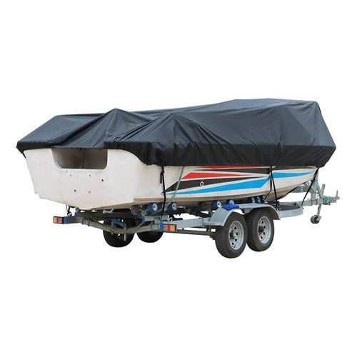 Solid Spare 11-13ft Waterproof Heavy Duty Boat Cover V-Hull Runabouts 420D Black