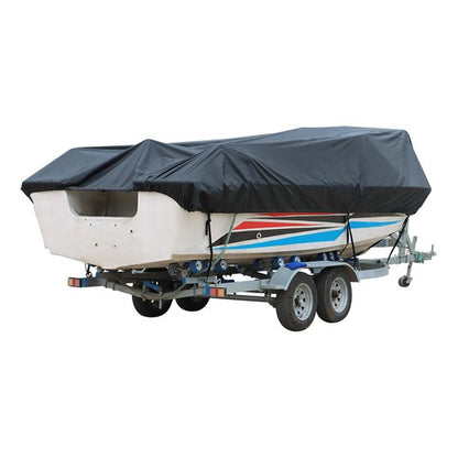 Solid Spare 11-13ft Waterproof Heavy Duty Boat Cover V-Hull Runabouts 420D Black