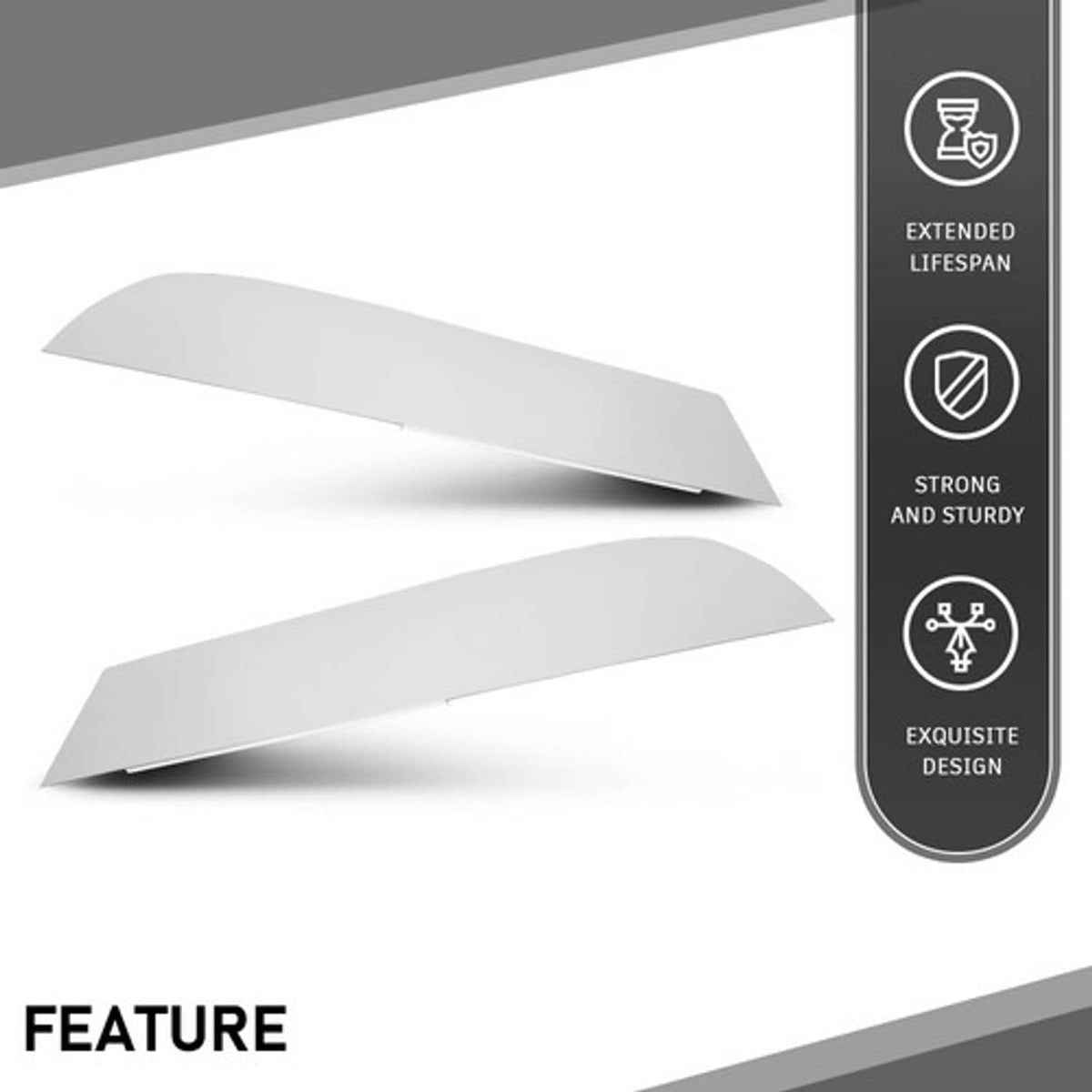 Solid Spare 8" Chopped Window Trim Fit For 2013+ Kenworth T680/T880 - Stainless Steel