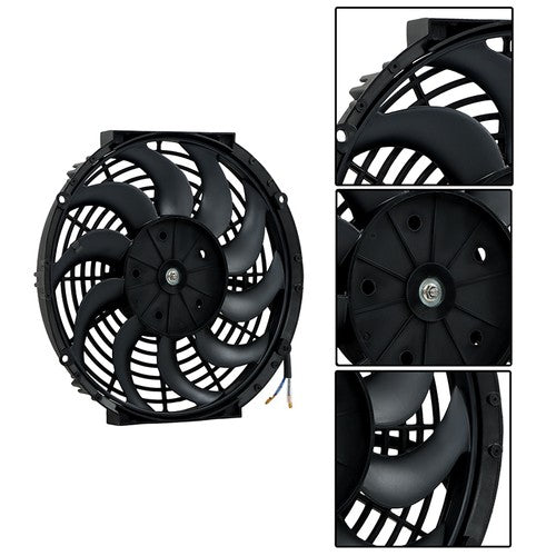 Solid Spare 2× 12" Electric Radiator Cooling Slim Fans Push Pull Mount Black For Universal