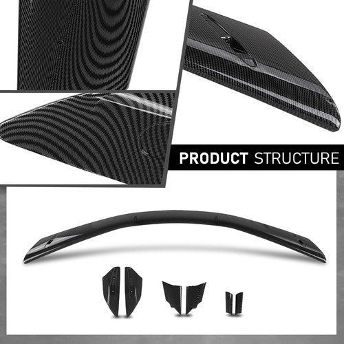 Solid Spare Rear Trunk Spoiler Lid High Wing Kit Fit For 2020-2024 Corvette C8 Carbon Look