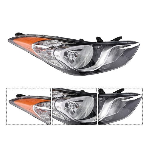For 2011 2012 2013 Hyundai Elantra Halogen Headlights Headlamps Assembly Pair