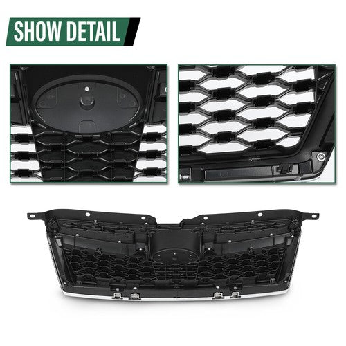 Solid Spare Fit For 2013-2014 Subaru Legacy Front Bumper Upper Grille Grill Black Chrome
