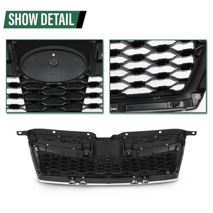 Solid Spare Fit For 2013-2014 Subaru Legacy Front Bumper Upper Grille Grill Black Chrome