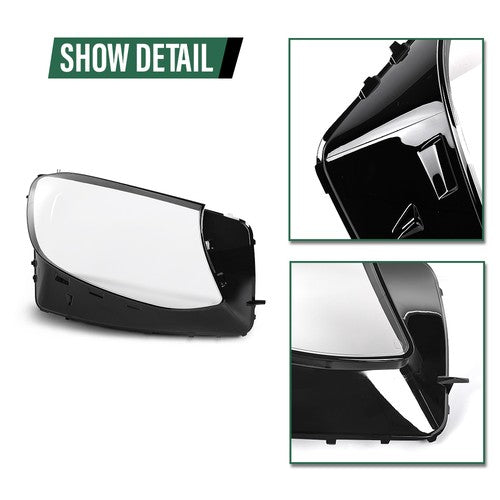 Solid Spare Fit For 2016-2019 Mercedes Benz GLC-Class W253 Headlight Replacement Lens LH RH
