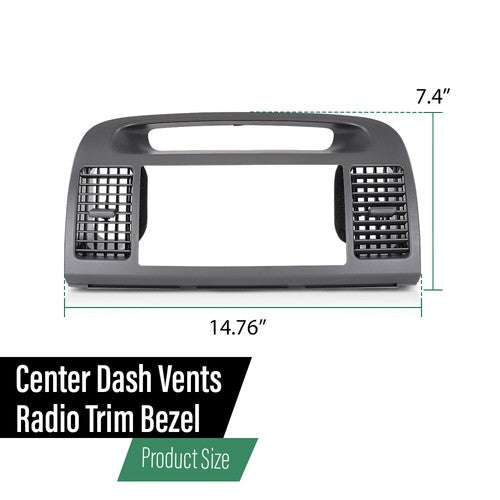 Solid Spare Fit For 2002-2006 Toyota Camry Center Dash Radio Bezel Air Vent Trim Gray