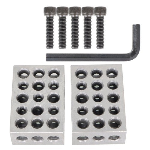 Solid Spare 8 Piece 1-2-3 123 Precision 23 Hole Block Set With Screws & HEX KEY Case New