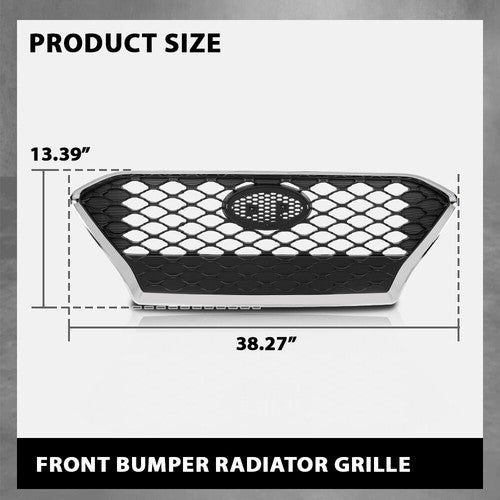 Solid Spare Front Bumper Upper Grille Grill Black Chrome Fit For 2018-2021 Hyundai Kona