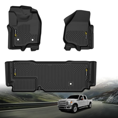Solid Spare TPE Floor Mats Fit For 2012-2016 Ford F-250/F-350/F-450 SuperCrew/Crew Cab
