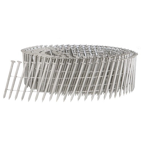 Solid Spare 15 Degree Wire Coil 2 × .09 Ring Shank Stainless Steel Siding Nail 3600Pcs