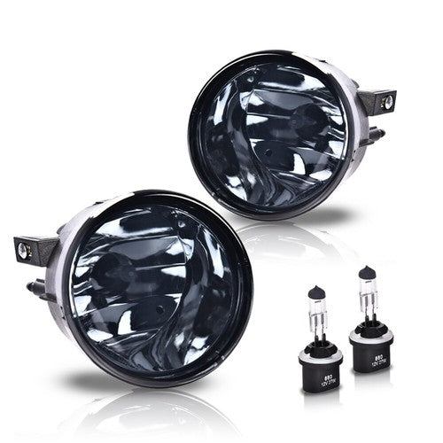 Solid Spare Fit For 04-15 Nissan Titan/05-07 Armada Smoke Lens Bumper Fog Lights w/ Bulbs