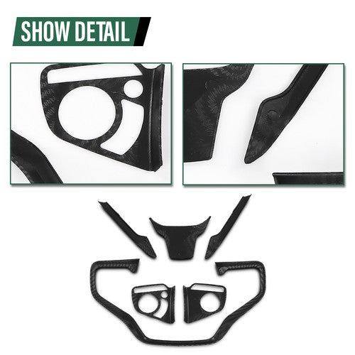 Solid Spare 6pcs Steering Wheel Cover Trim Fit For 2016-2019 Honda Civic Carbon Fiber Look