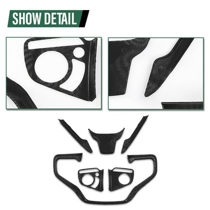 Solid Spare 6pcs Steering Wheel Cover Trim Fit For 2016-2019 Honda Civic Carbon Fiber Look