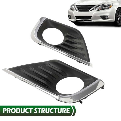 Solid Spare Front Bumper Fog Light Bezel Cover Left & Right Fit For 2016-2018 Nissan Altima