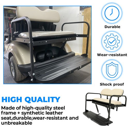 Solid Spare For Yamaha Drive G29 2007-2016 Golf Cart Flip Rear Back Seat Kit w/Beige Cushion