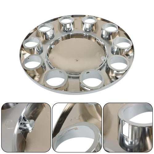 Solid Spare Chrome Front Axle Wheel Cover Hub Cap 33mm Lug Nuts Kit Semi Truck Set of 2