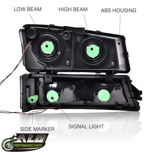 Solid Spare Fit For 03-07 Chevy Silverado Avalanche Smoke/Black LED DRL Headlights