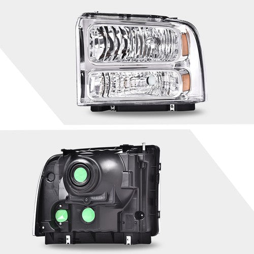 Solid Spare Conversion Headlights Fit For 1999-2004 Ford F250 F350 Ford Super Duty Excursion