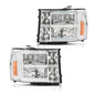 Solid Spare Clear/Chrome LED DRL Headlights Fit For 2007-2013 GMC Sierra 1500 2500 3500HD