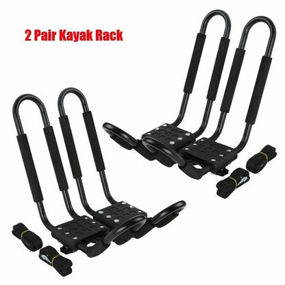 Solid Spare 2 Pairs Kayak Roof Rack Carrier Boat Ski Surf Roof Mount Car Cross J-Bar Rack