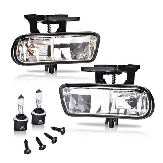 Solid Spare Fit For 99-02 GMC Sierra 00-06 Yukon Clear Front Bumper Fog Lights Driving Lamps