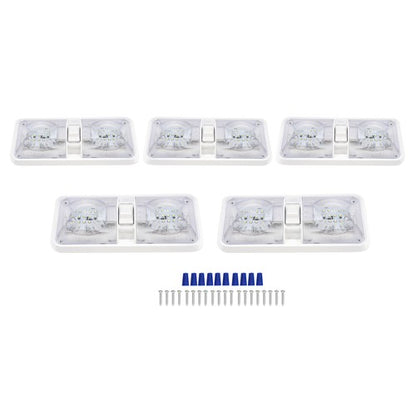 Solid Spare 5x RV LED 12V Double Dome switched Light Ceiling Fixture Camper Trailer Marine