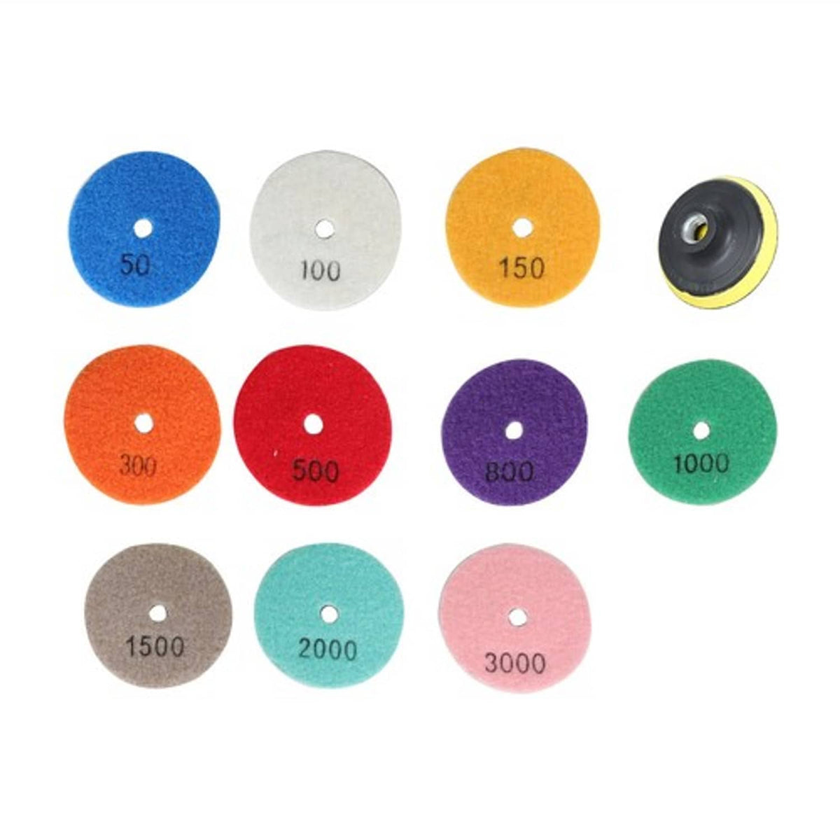 Solid Spare Diamond Polishing Pads 3 inch Wet/Dry 10 Piece Set Granite Stone Concrete Marble
