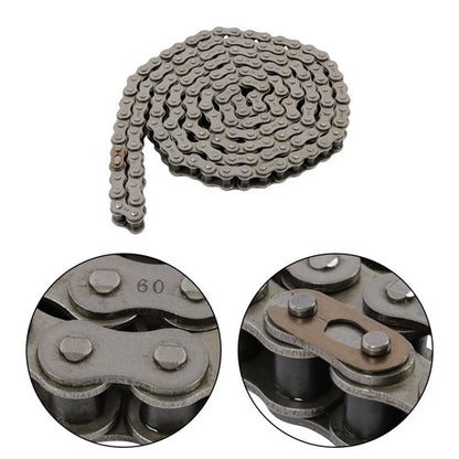 Solid Spare Carbon Steel #60 Roller Chain × 10 Feet with Two Free Connecting Links