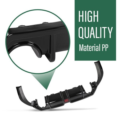 Solid Spare Fit For 2016-2021 Honda Civic Black Rear Lip Diffuser Body Kit w/ LED Light