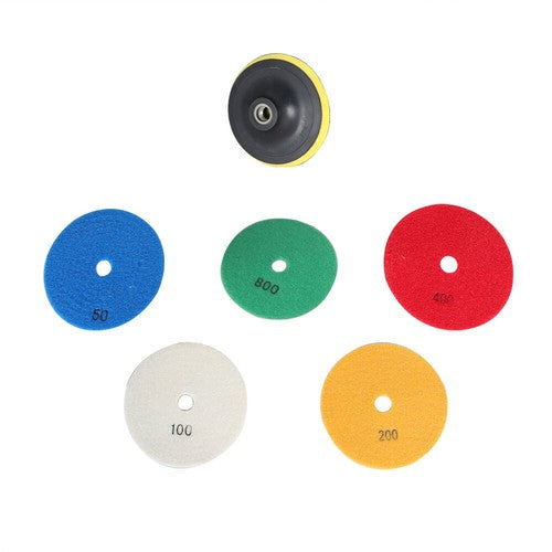 Solid Spare 5 Inch Diamond Concrete Polishing Pads Wet Dry Set for Quartz Marble Stone NEW