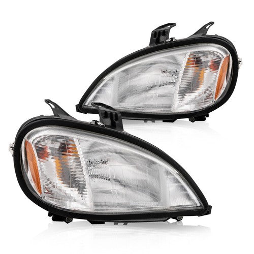 Solid Spare Fit For 96-04 Freightliner Columbia Driver & Passenger Side Headlights Headlamps