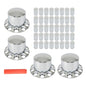 Solid Spare Semi Truck 33mm Chrome Wheel Axle Covers w/ Hub Caps Lug Nuts