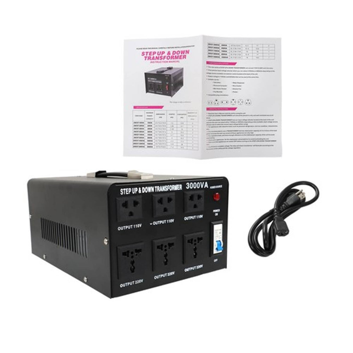Solid Spare Step Up/Down 110-120V to 220-240V Converter 3000W Voltage Transformer New