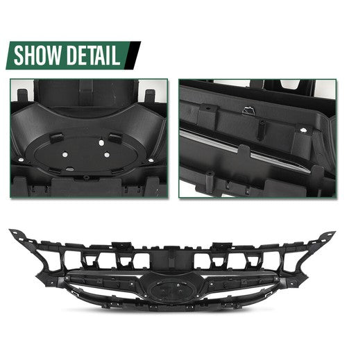 Solid Spare Fit For 2012-2014 Hyundai Accent Front Bumper Upper Grille Grill w/ Chrome Trim