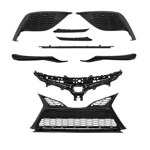 Solid Spare Black For Toyota Camry SE 2021-2023 9pcs Fog Light Bezel Set Front Grille Trim
