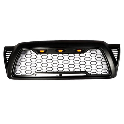 Solid Spare Black Plastic Front Upper Bumper Grille W/ LED For Toyota Tacoma 2005-2011