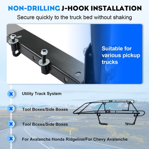 Solid Spare Adjustable FullSize Trunk Bed Truck PICKUP Rack Ladder Lumber Utility Kayak