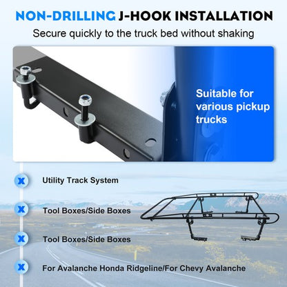 Solid Spare Adjustable FullSize Trunk Bed Truck PICKUP Rack Ladder Lumber Utility Kayak