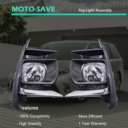 Solid Spare Clear Lens Fog Light+Switch+Wiring For Toyota Sienna 18-19 52030-08030 LH+RH