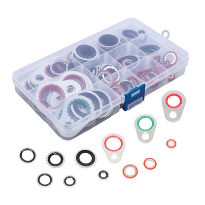Solid Spare 95-Piece Premium A/C Compressor Gasket Seal Kit with 12 Different Sizes Included