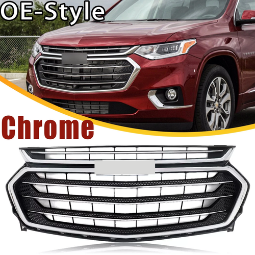 Front Bumper Grille Upper Grill Chrome For Chevy Chevrolet Traverse 2018-2021