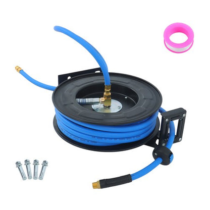 Solid Spare 1/2" x 50' Max 300PSI Premium Rubber Hose, Heavy Duty Steel Air Hose Reel