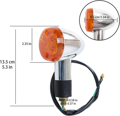 Solid Spare 2x Front Rear Turn Signal Blinker Indicator Light Motorcycle Amber Chrome NEW